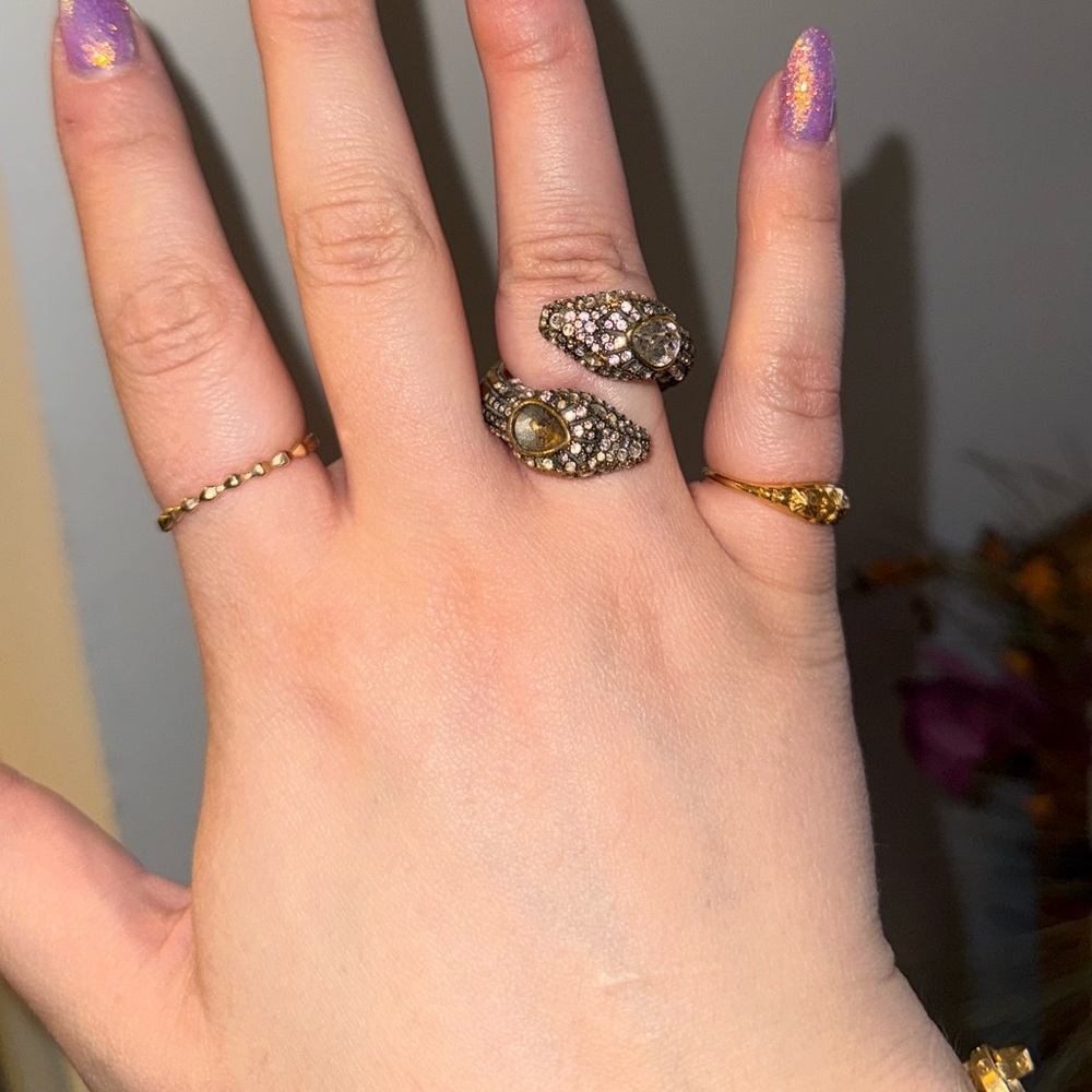 Gucci Gold-Tone Crystal Snake Wrap Ring